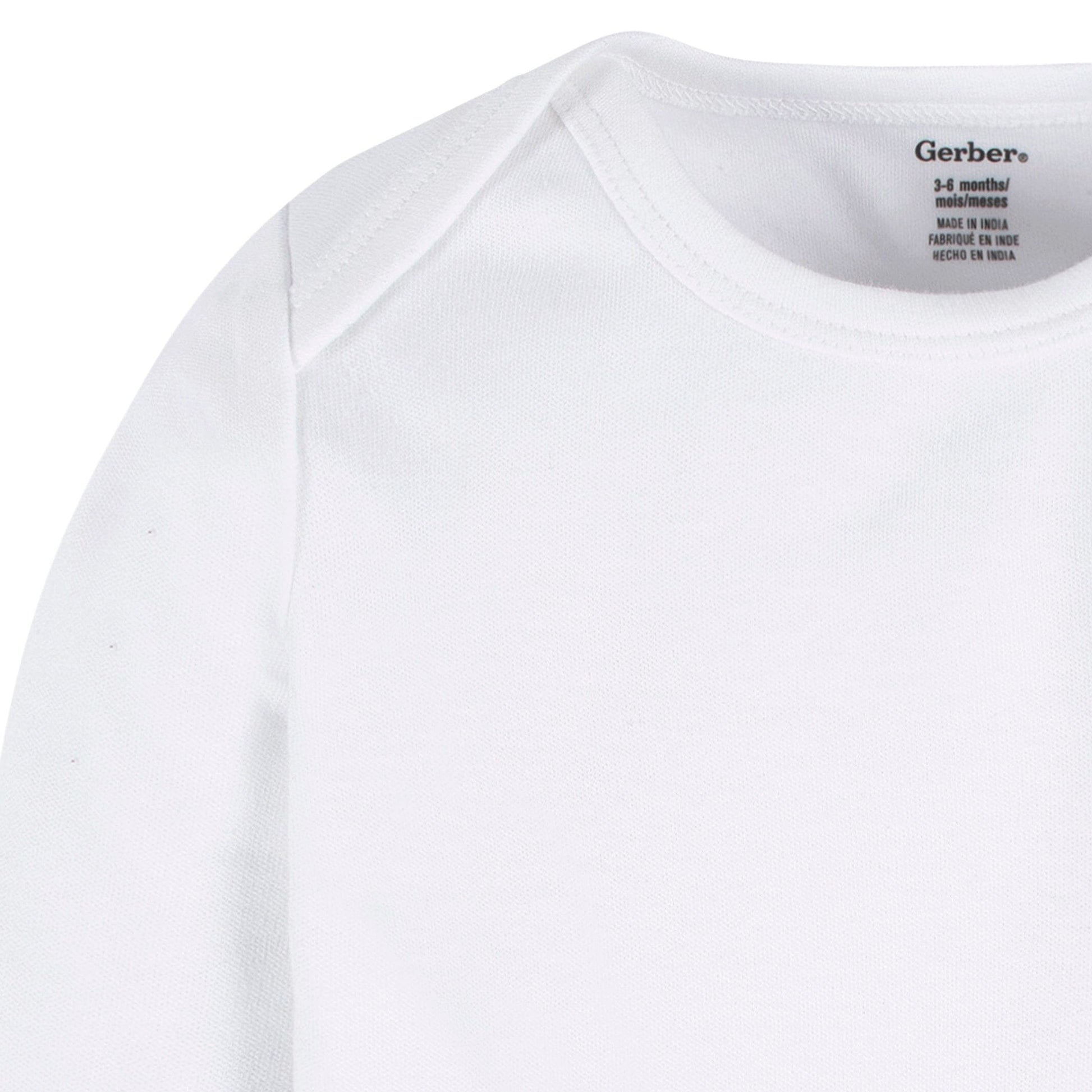 5-Pack Baby White Premium Long Sleeve Lap Shoulder Onesies® Bodysuits