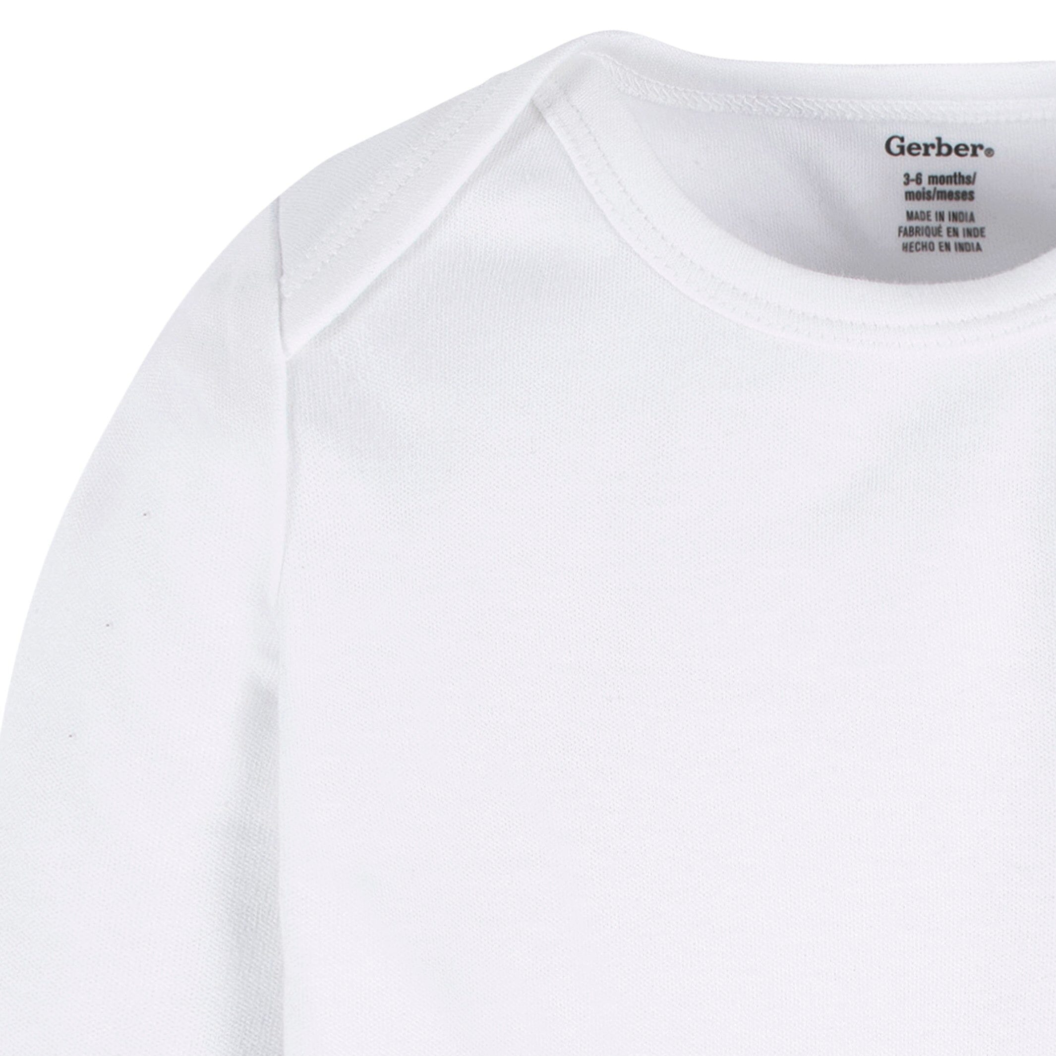 5-Pack Baby White Premium Long Sleeve Lap Shoulder Onesies® Bodysuits