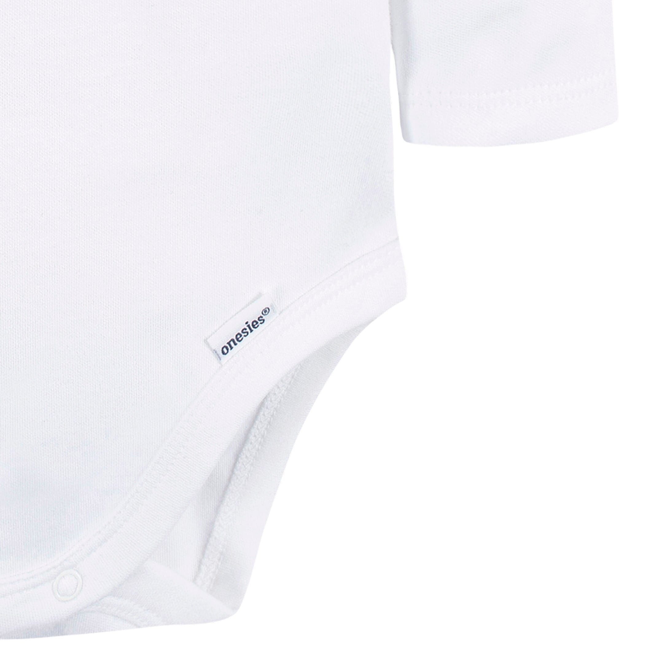 5-Pack Baby White Premium Long Sleeve Lap Shoulder Onesies® Bodysuits