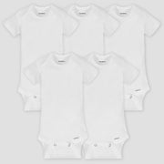 5-Pack Baby Neutral White Organic Onesies® Brand Short Sleeve Bodysuits