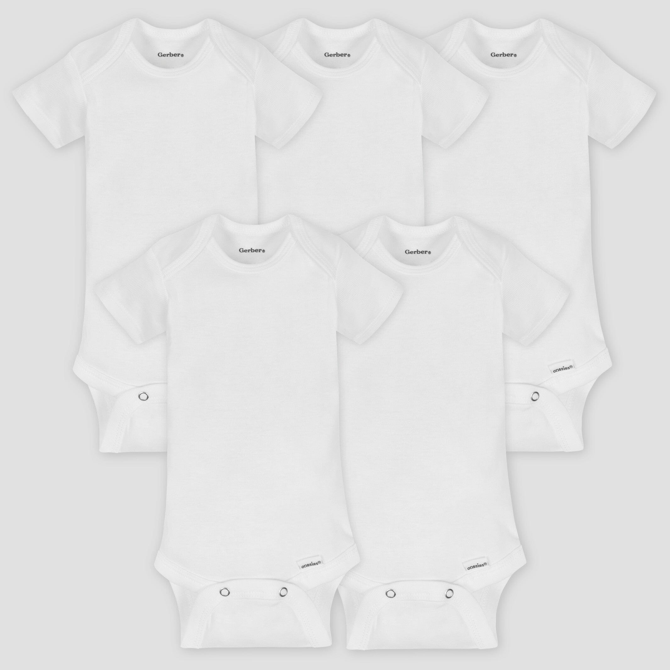 5-Pack Baby Neutral White Organic Onesies® Brand Short Sleeve Bodysuits
