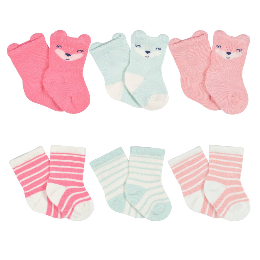 6- Baby Girls Fox Wiggle Proof® Socks