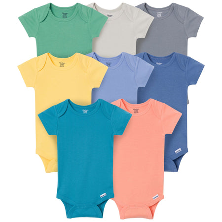8-Pack Baby Boys Earth Rainbow Short Sleeve Bodysuits
