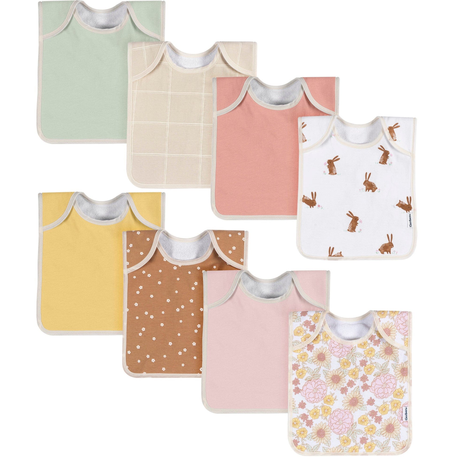 8-Pack Baby Girls Multi Pink Lap Shoulder Bibs