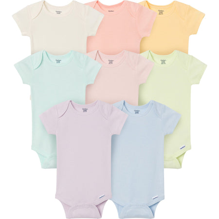 8-Pack Baby Girls Rainbow Short Sleeve Bodysuits