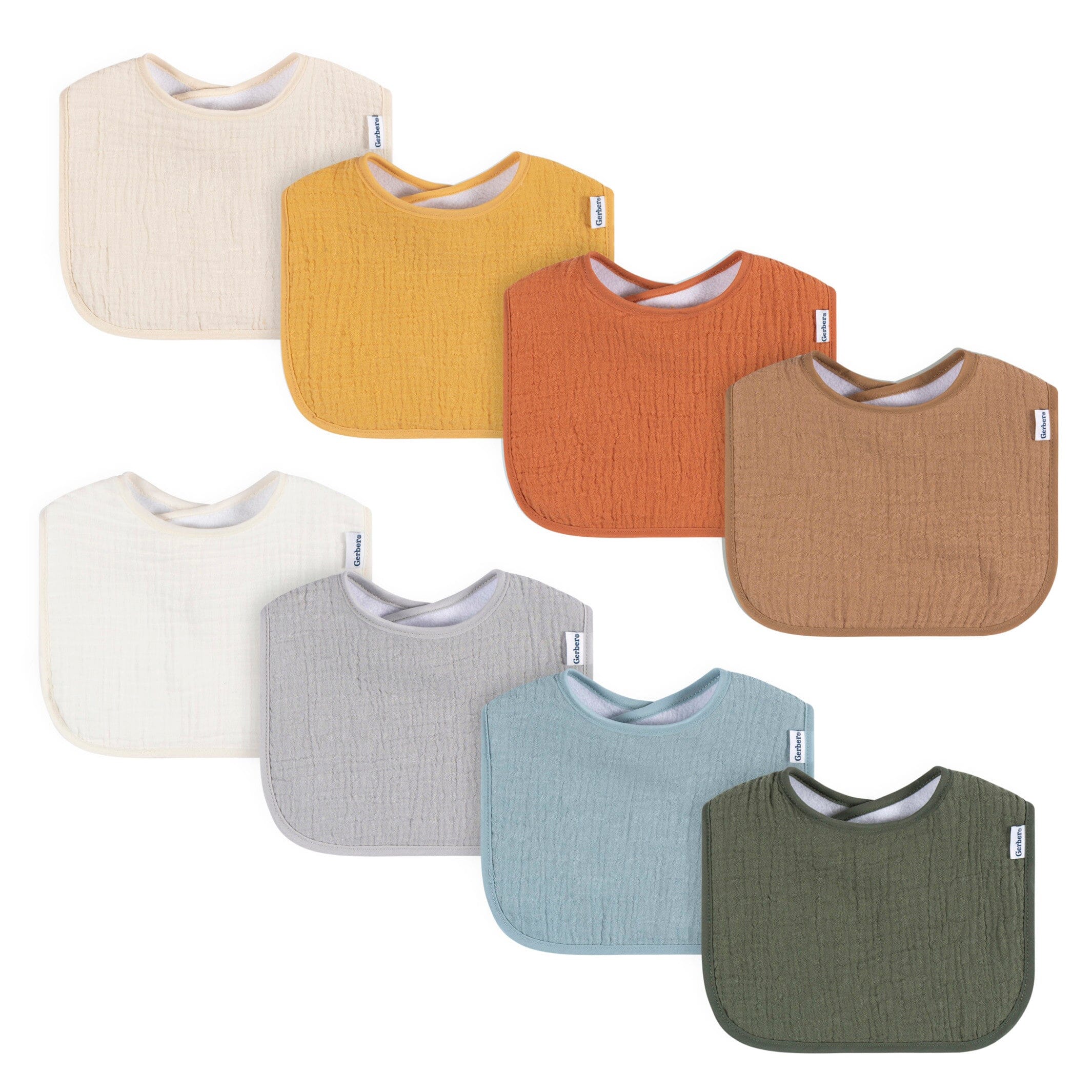 8-Pack Baby Neutral Multi Green Orange Drooling Bibs