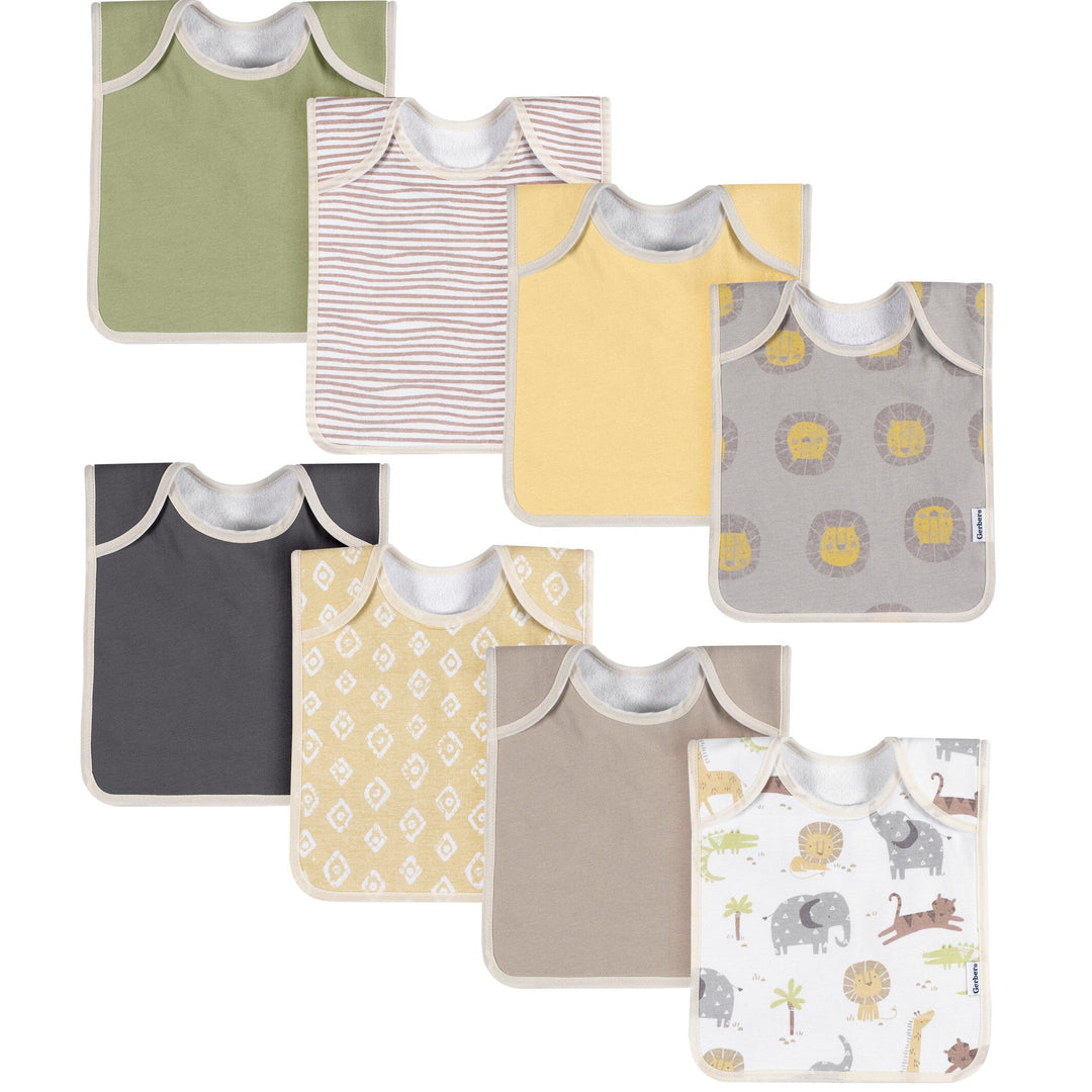 8-Pack Baby Neutral Safari Jersey Lap Shoulder Bibs – Gerber