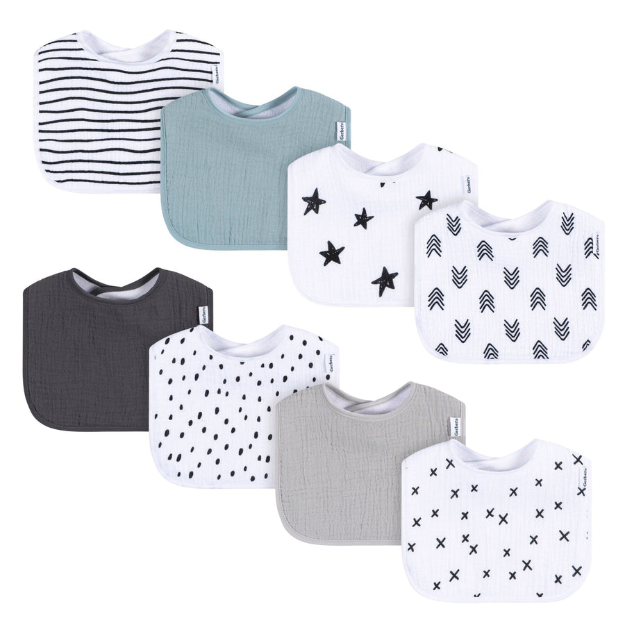 8-Pack Baby Neutral Multi White Drooling Bibs