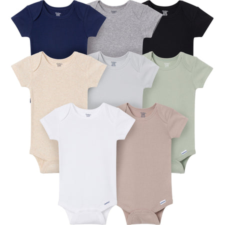 8-Pack Baby Neutral Neutral Tones Short Sleeve Bodysuits