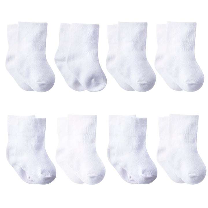 8-pack White Jersey Wiggle Proof® Crew Sock