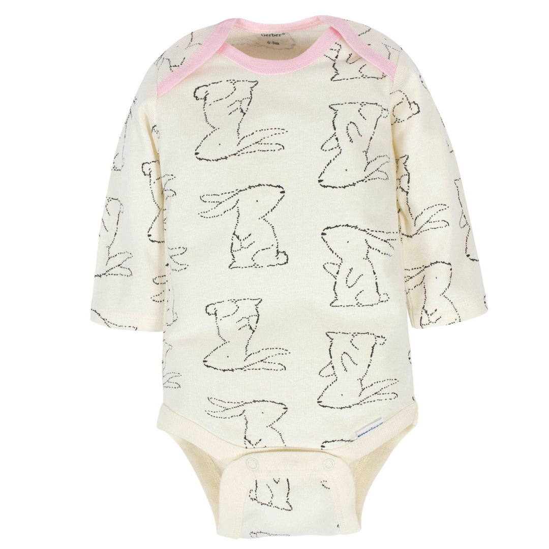 6-Pack Baby Girls Bunny Long Sleeve Onesies® Bodysuits
