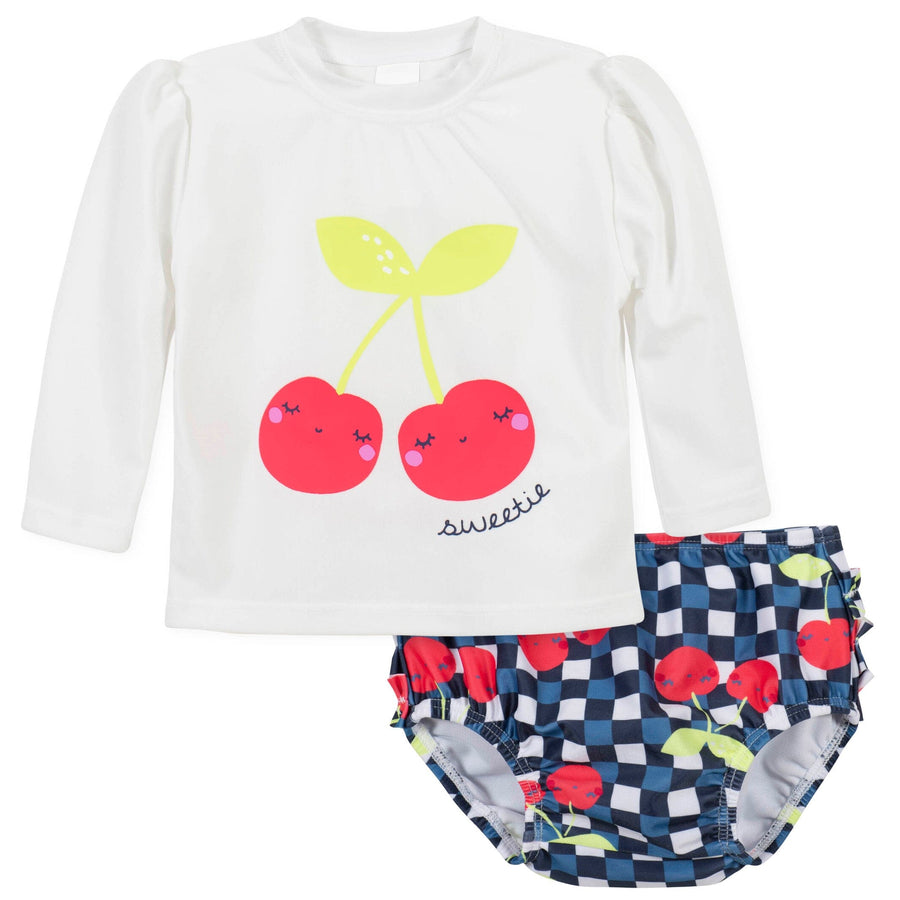 2-Piece Baby & Toddler Girls Cherry Swim Bottom & Rashguard Set