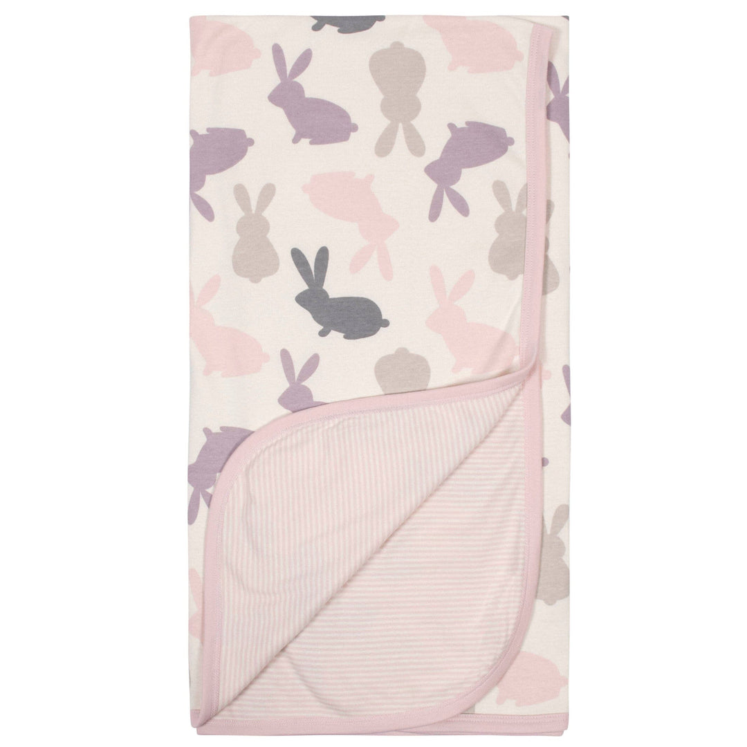 Baby Girls Bunny Reversible Blanket