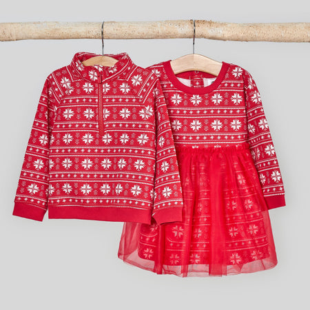 Baby Girls Red Snowflakes Tulle Dress