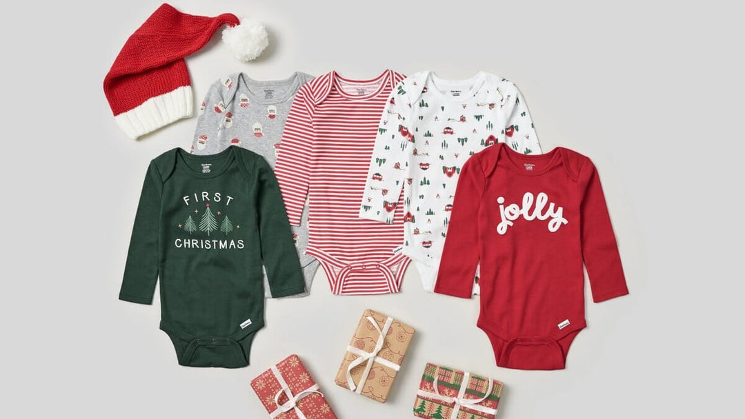 3-Pack Baby Neutral First Christmas Long Sleeve Onesies® Bodysuits