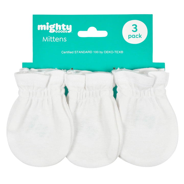 3-Pack Baby Neutral White No Scratch Mittens