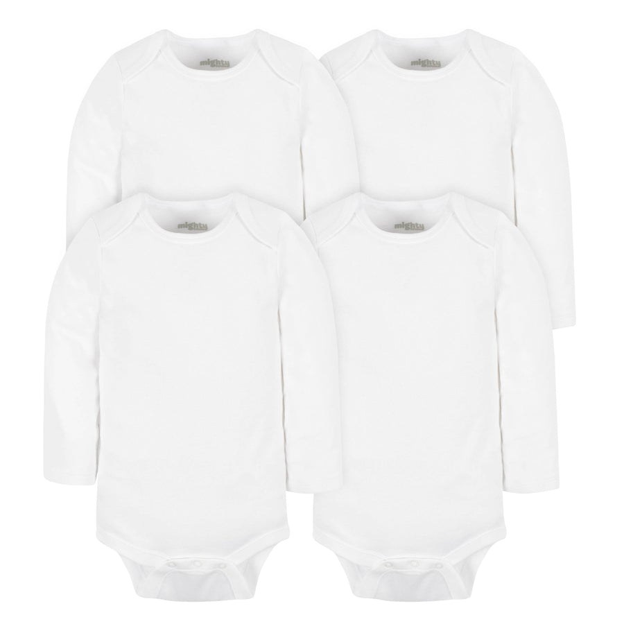 4-Pack Baby Neutral White Long Sleeve Bodysuits