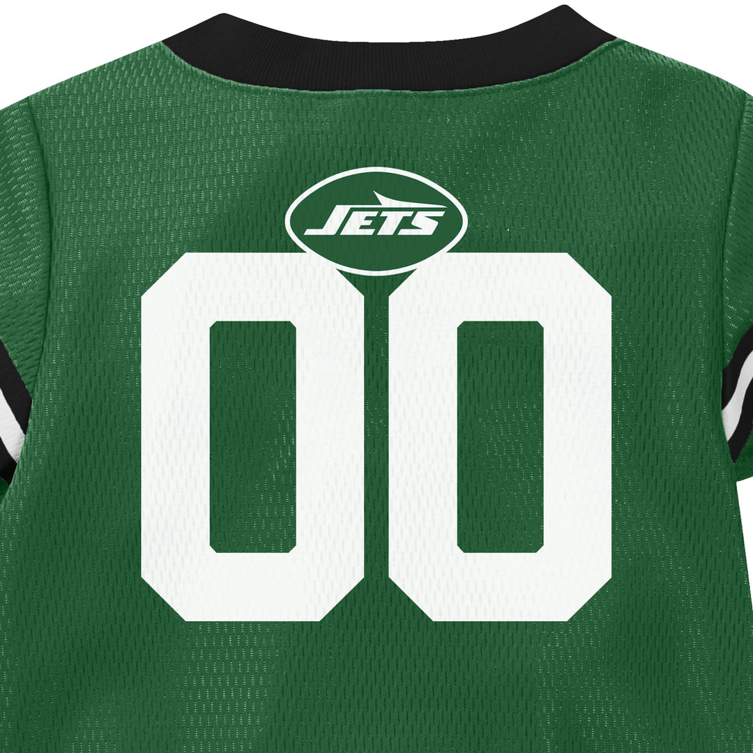 Green sports jersey with 'Jets' logo and two zeros on a white background