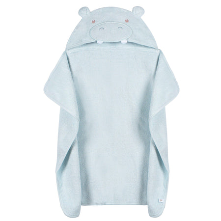 Baby Boys Blue Hippo Hooded Bath Wrap