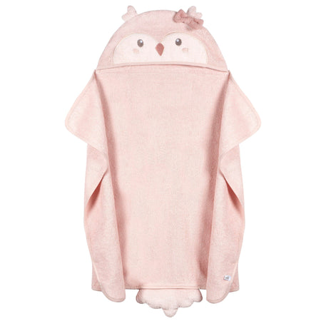 Baby Girls Pink Owl Hooded Bath Wrap