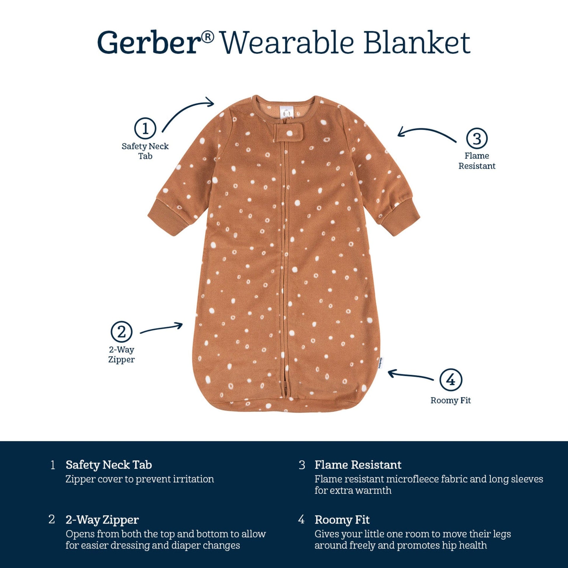 Baby Neutral Brown Dots Wearable Blanket