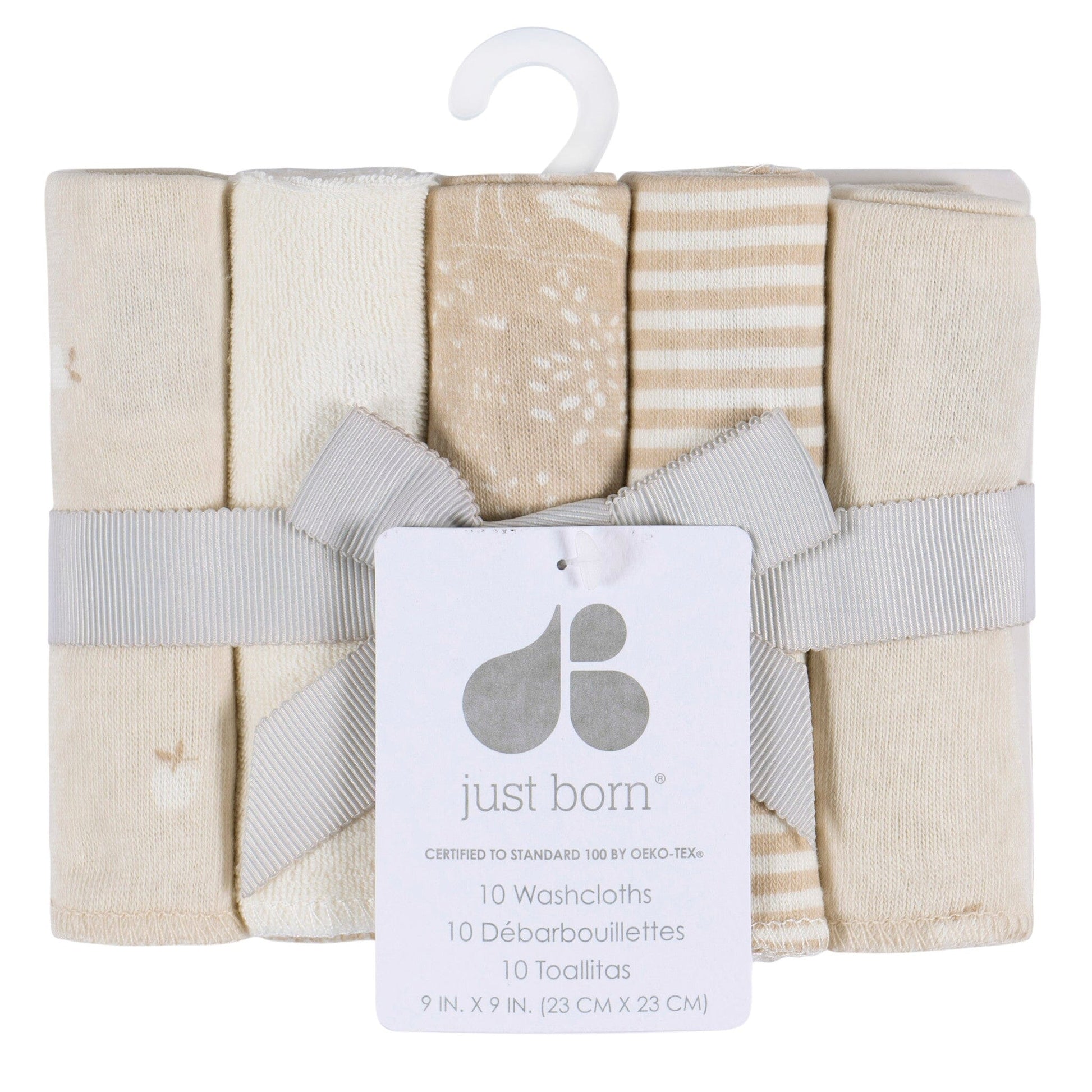 10-Pack Baby Neutral Tan Terry Washcloths bath Just Born® 