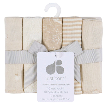 10-Pack Baby Neutral Tan Terry Washcloths