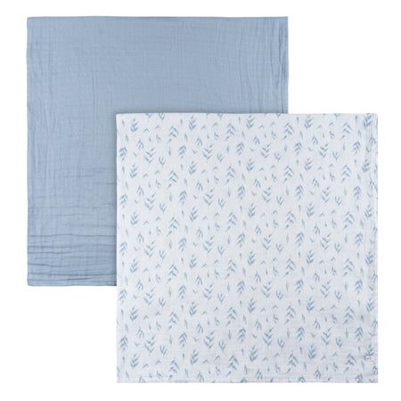 2-Pack Baby Boys Blue Leaf Swaddle Blanket