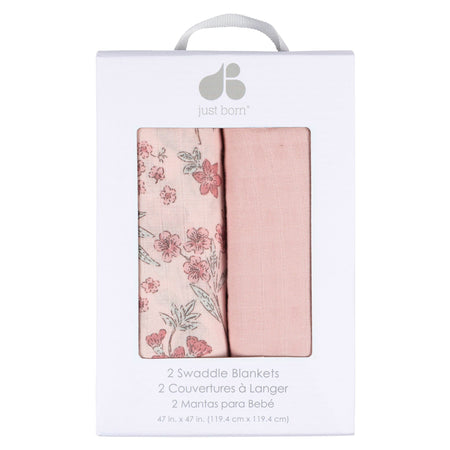 2-Pack Baby Girls Pink Swaddle Blanket