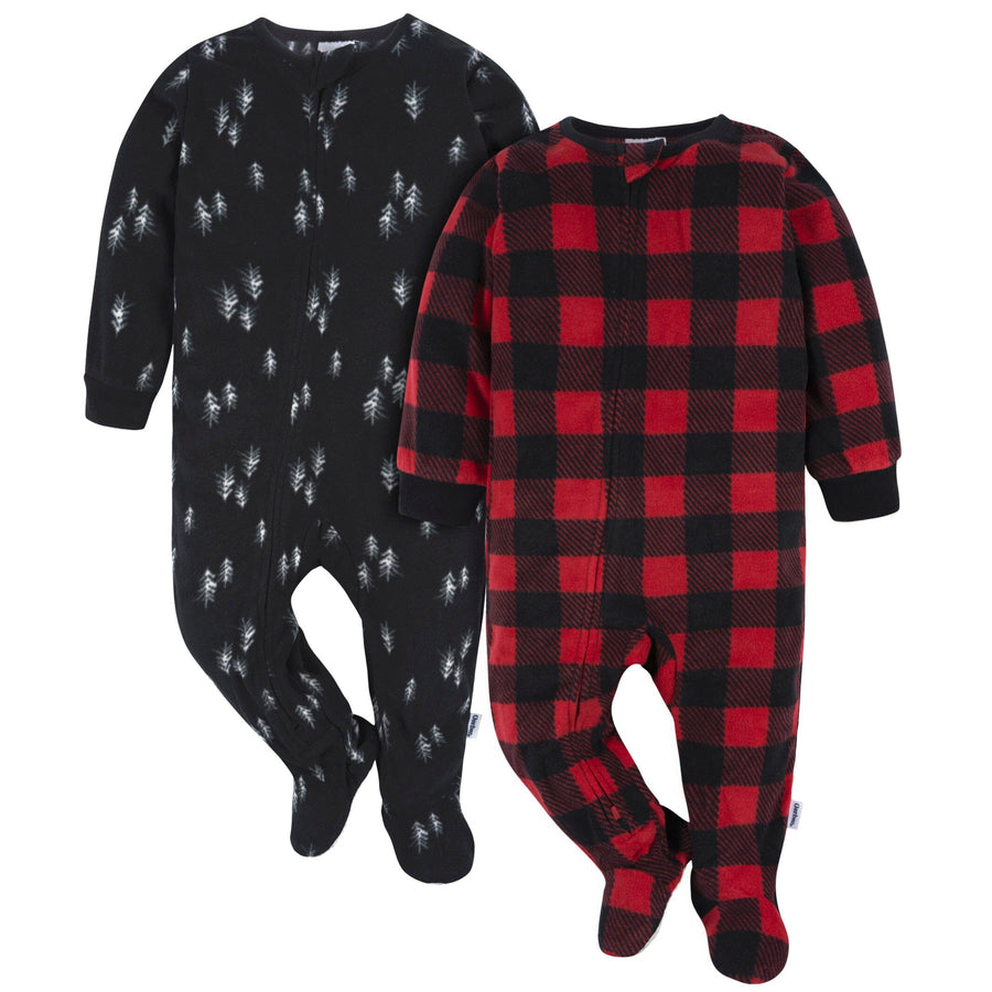 2-Pack Baby & Toddler Neutral Bear Forrest Fleece Pajamas