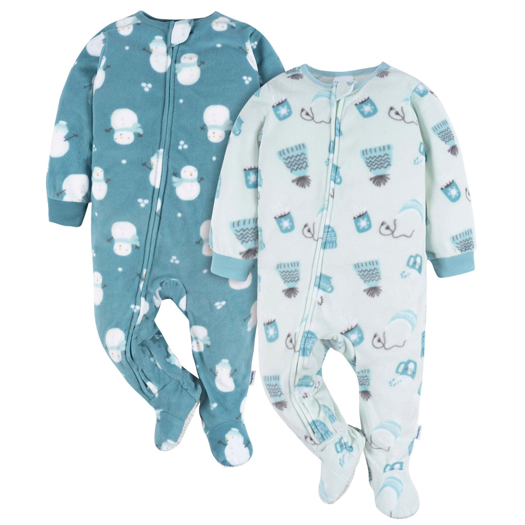 2-Pack Toddler Neutral Blue Winter Items Fleece Pajamas, 5T