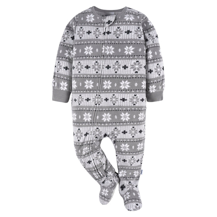 2-Pack Baby & Toddler Neutral Grey Fairisle Fleece Pajamas