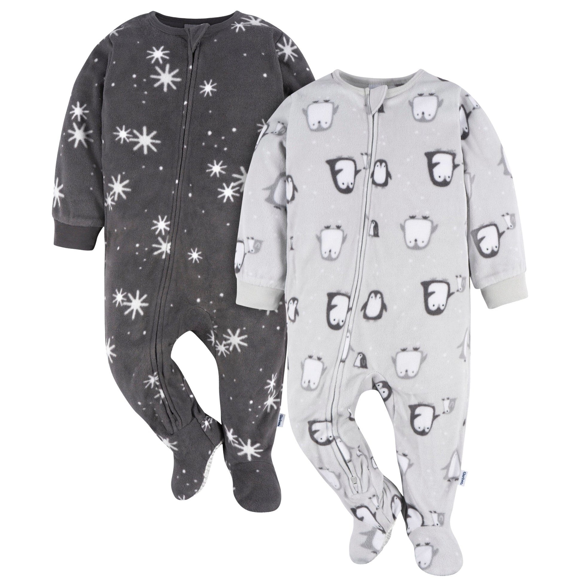 2-Pack Baby & Toddler Neutral Grey Snowmen Fleece Pajamas