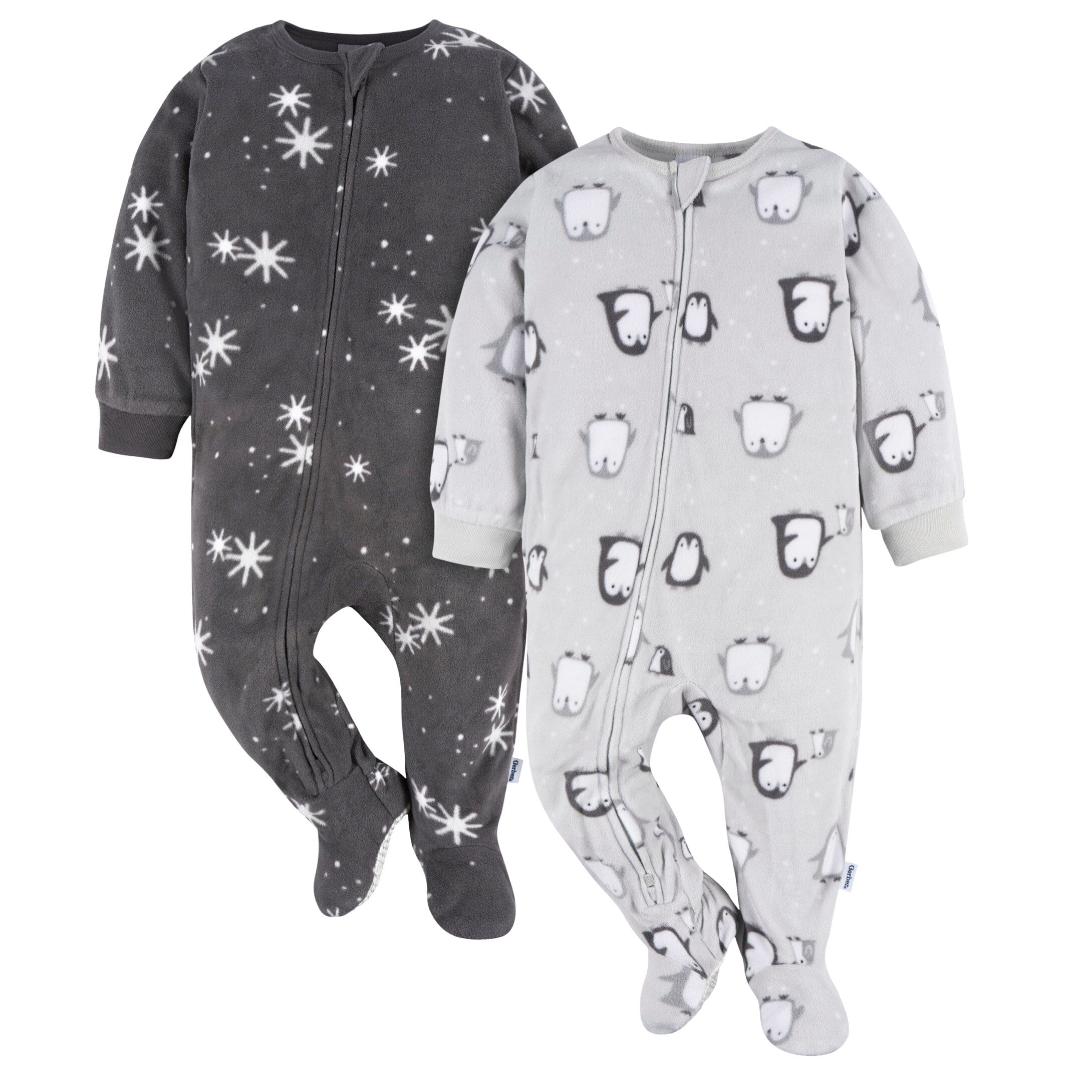 2-Pack Baby & Toddler Neutral Grey Snowmen Fleece Pajamas
