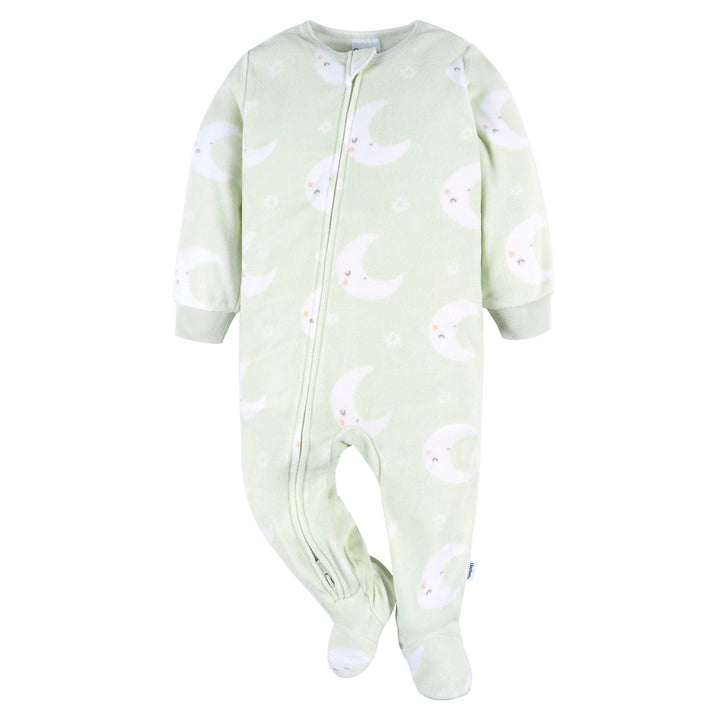 2-Pack Baby & Toddler Neutral Moons Fleece Pajamas