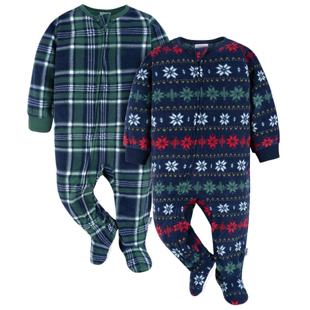 2-Pack Baby Neutral Multi Fair Isle Fleece Pajamas