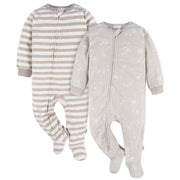 2-Pack Baby & Toddler Neutral Lion Heads Fleece Pajamas