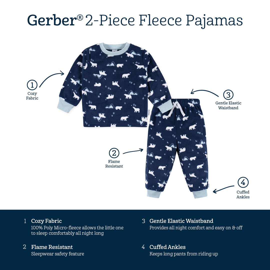 2-Piece Infant & Toddler Boys Polar Bears Fleece Pajamas