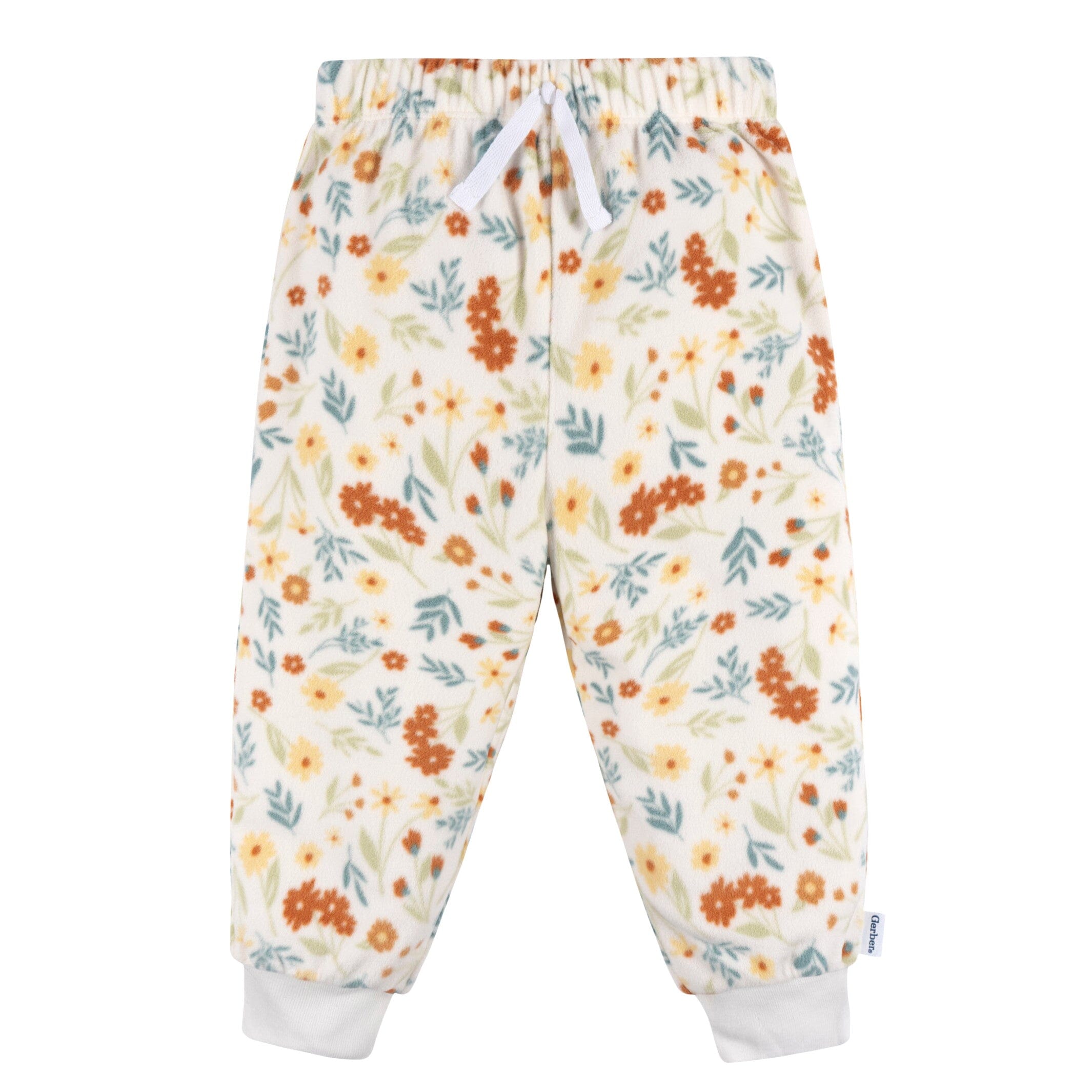 2-Piece Infant & Toddler Girls Ivory Floral Fleece Pajamas