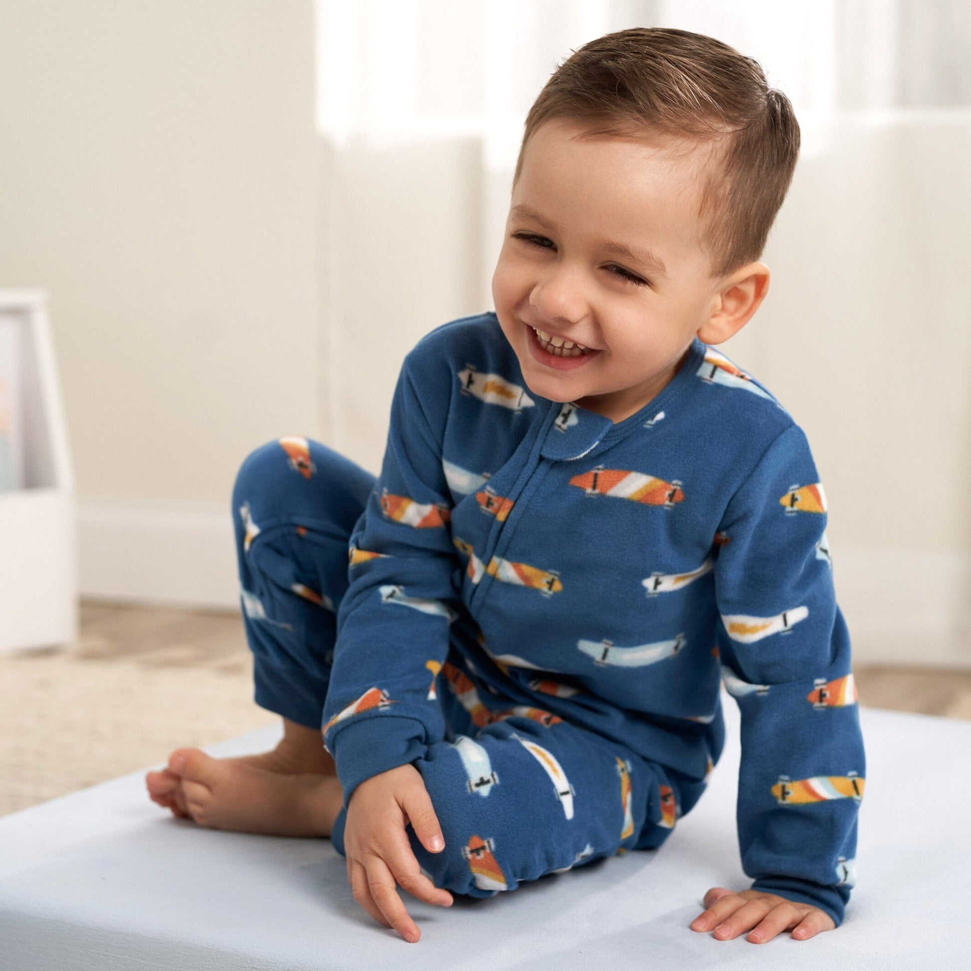 3-Pack Infant & Toddler Boys Skateboard/Guitars Footless Fleece Pajamas