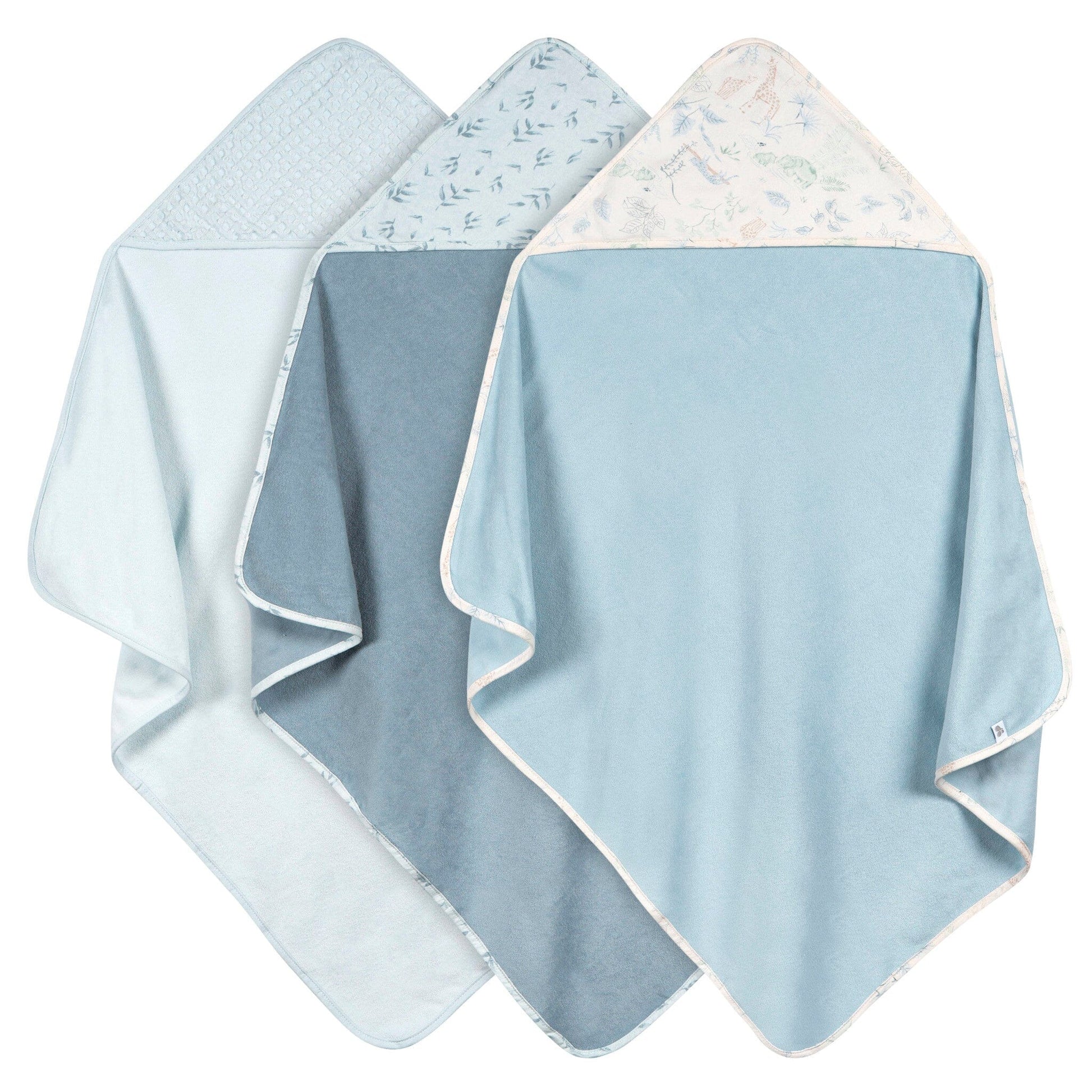 3-Piece Baby Boys Blue Hooded Towel Bath Gerber® 