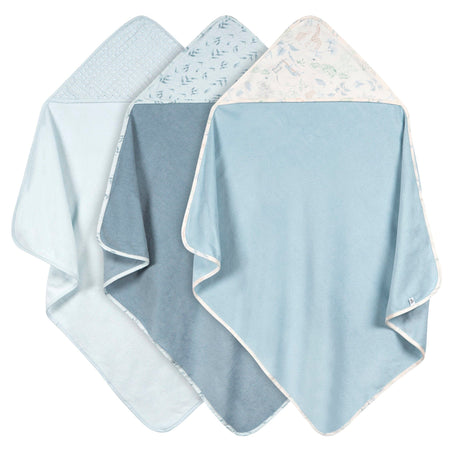 3-Pack Baby Boys Blue Hooded Towels