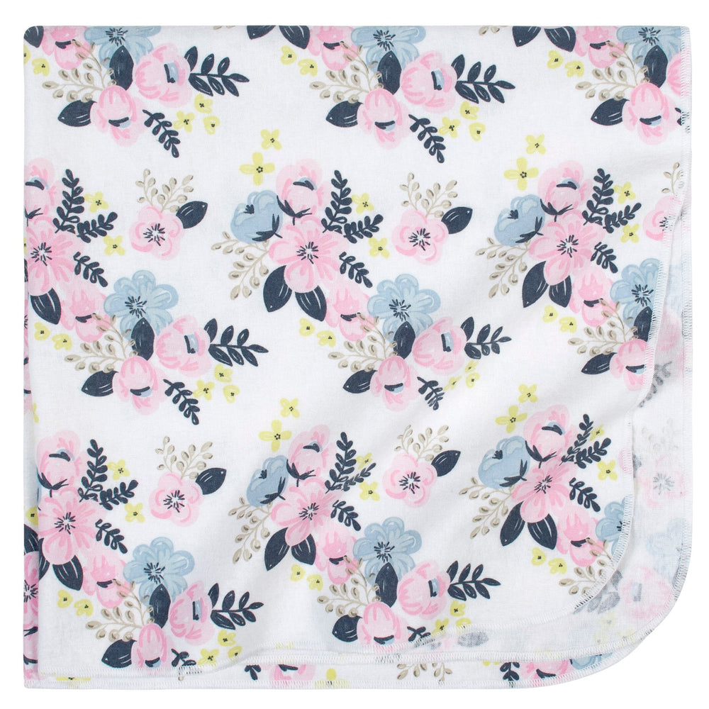 4-Pack Baby Girls Floral Flannel Blankets