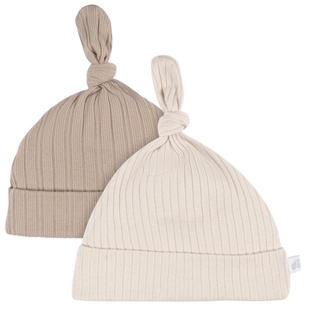 4-Piece Baby Neutral Tan Hat and Mitten Set