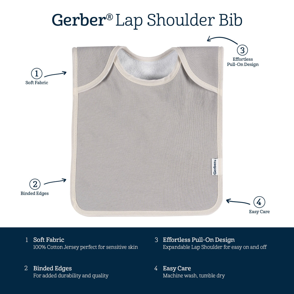 8-Pack Baby Neutral Multi Grey Yellow Lap Shoulder Bibs
