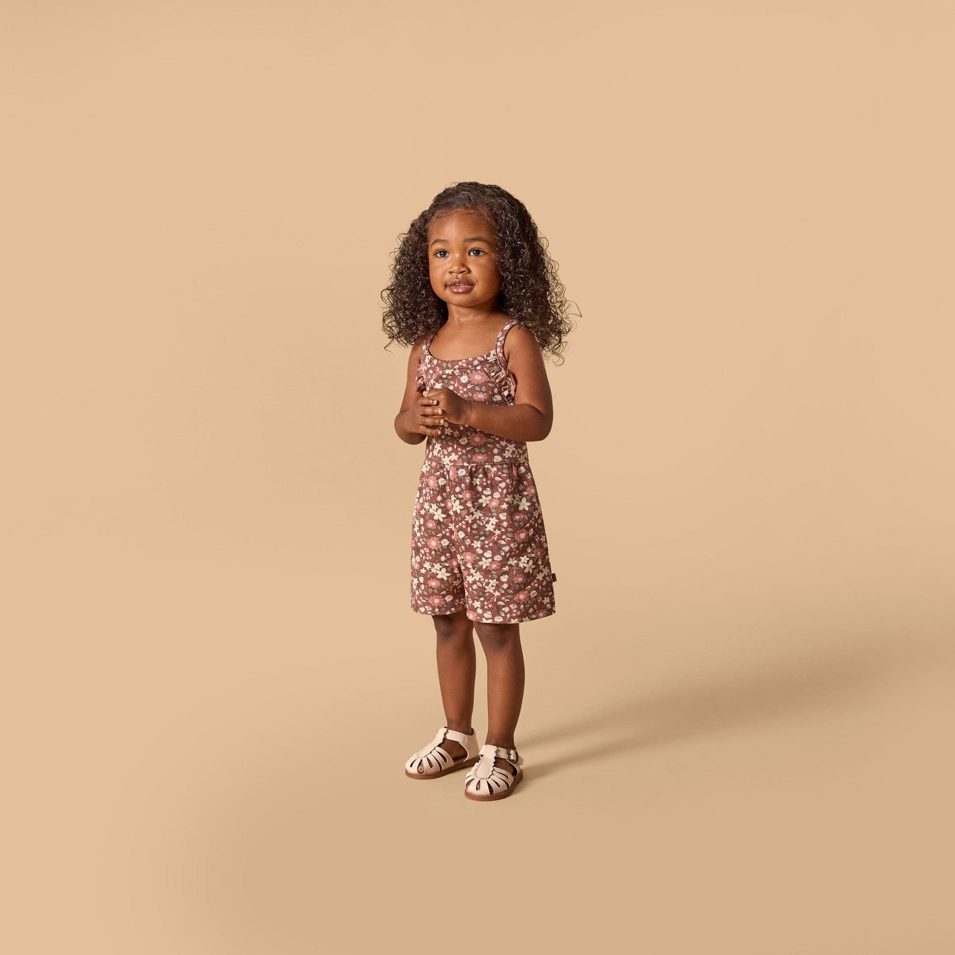Baby & Toddler Girls Brown Star Floral Ruffle Romper rompers Modern Moments™ by Gerber® 