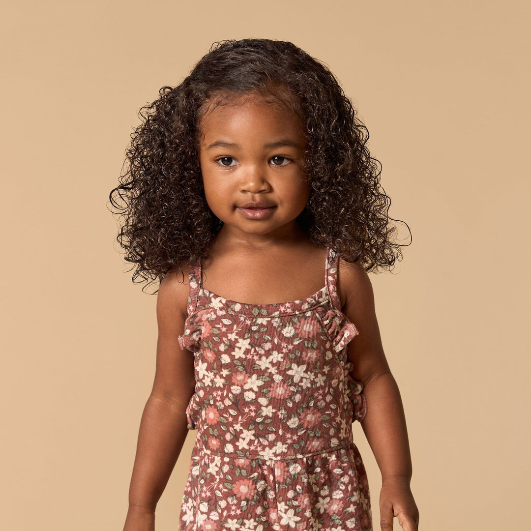 Infant Toddler Girls Brown Star Floral Ruffle Romper Gerber infant-toddler-girls-brown-star-floral-ruffle-romper-gerber