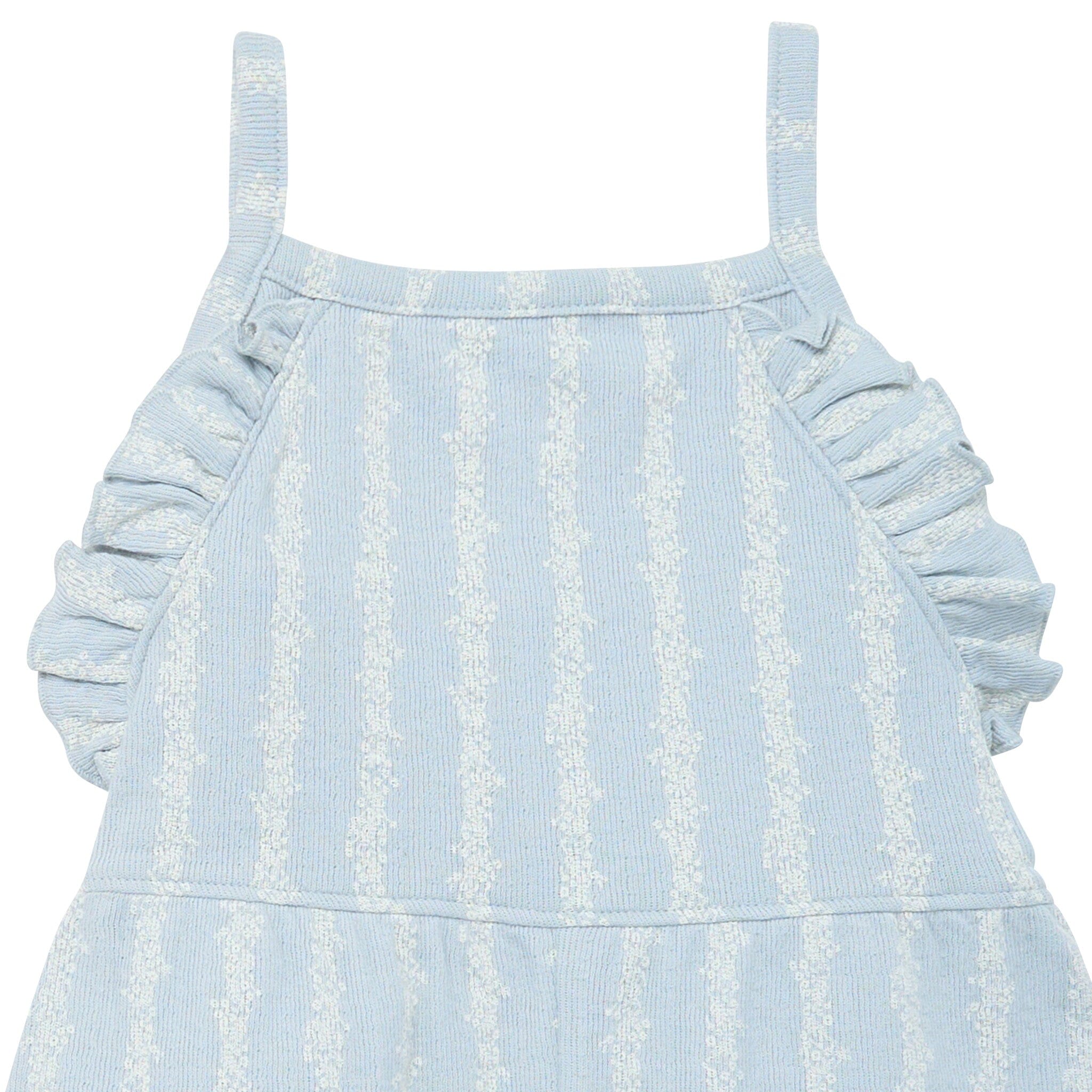 Baby & Toddler Girls Light Blue Mini Flower Stripe Ruffle Romper rompers Modern Moments™ by Gerber® 