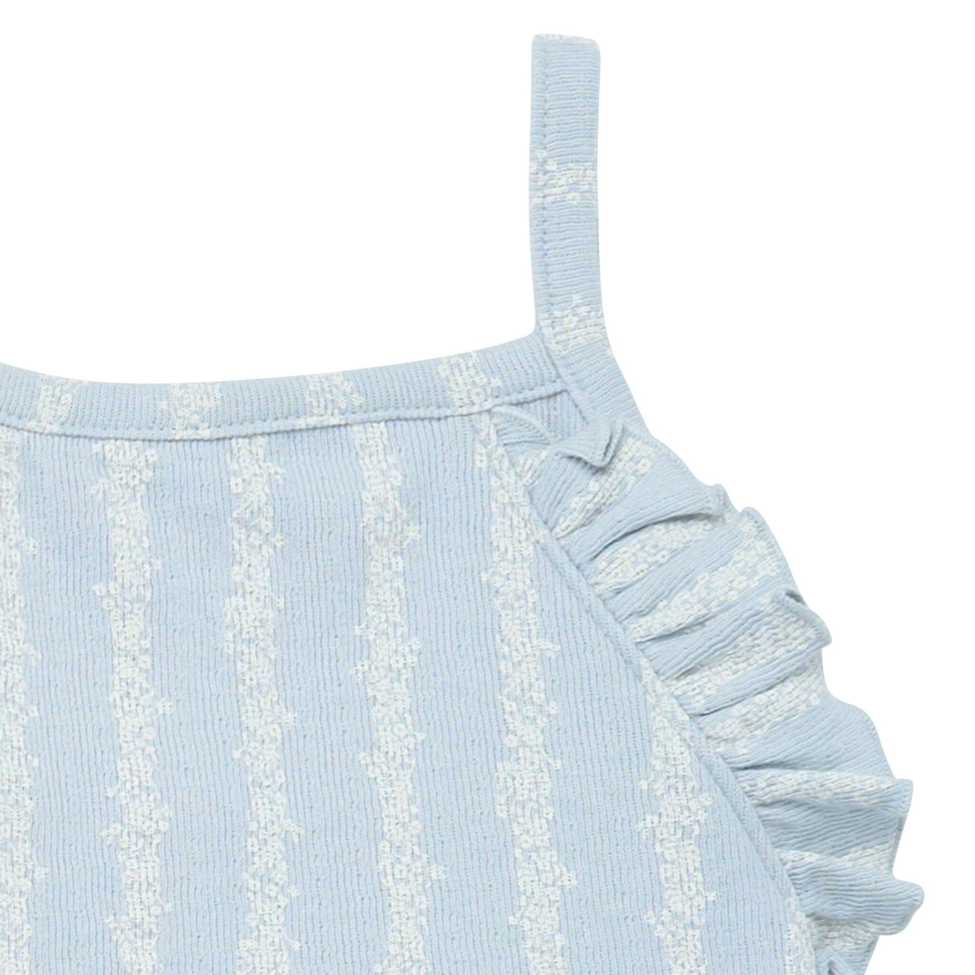 Baby & Toddler Girls Light Blue Mini Flower Stripe Ruffle Romper rompers Modern Moments™ by Gerber® 