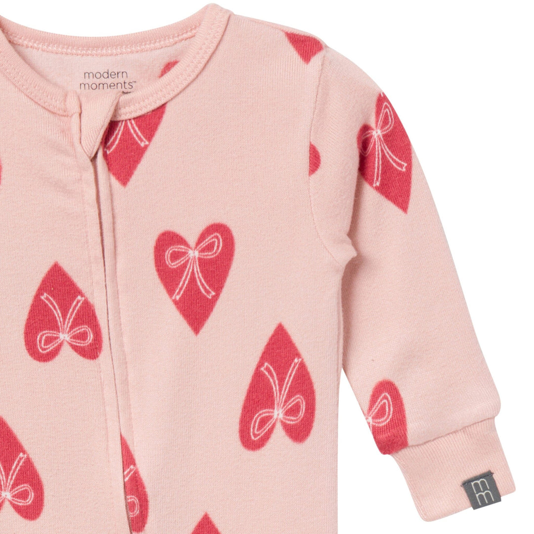 Baby Toddler Girls Pink Hearts Snug Fitting Footless Hacci